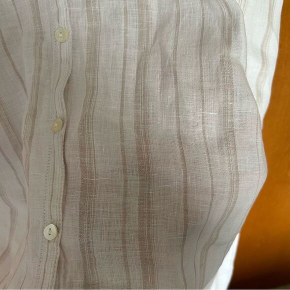 Garnet Hill Linen High-Low Midi Length Cover Up Dress Salt Mini Stripe $149 - Picture 7 of 14